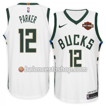 Camiseta Hombre NBA Milwaukee Bucks Jabari Parker 12 Nike 2017-18 Blanco Swingman